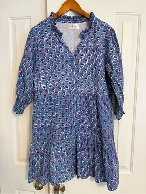 Grace Holiday Cotton Block Print Dress Size Large